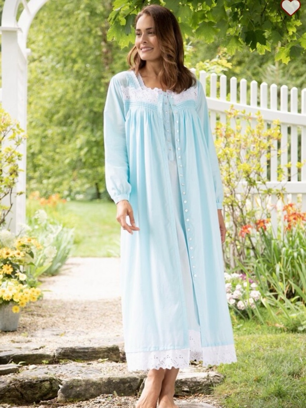 Eileen West Turquoise Sea Glass Robe 100% Cotton Modest Traditional Size Large
